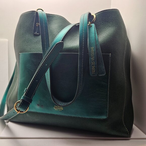 Frances Valentine Bottle Green Pebbled Leather Super Soft  Large Tote - Picture 9 of 10
